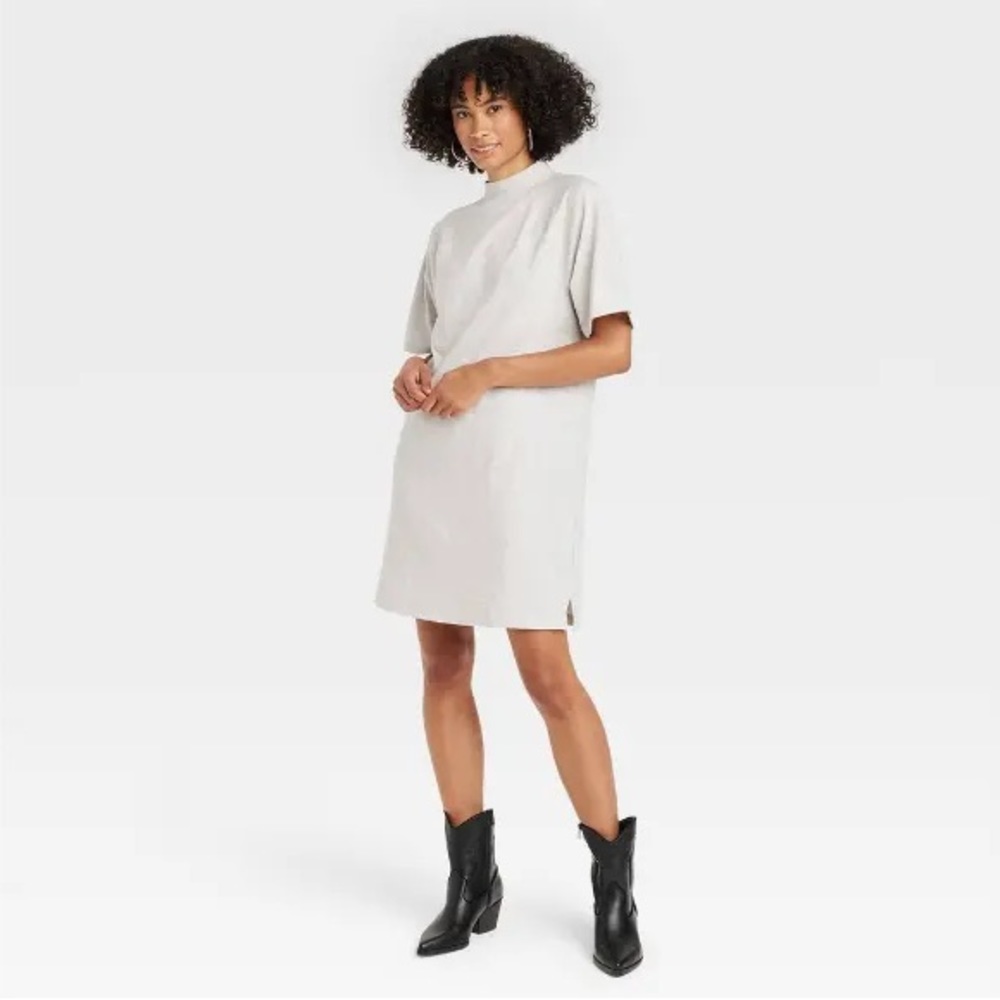 XL Gray Women’s Elbow Sleeve Knit T-Shirt Dress - Universal Thread™